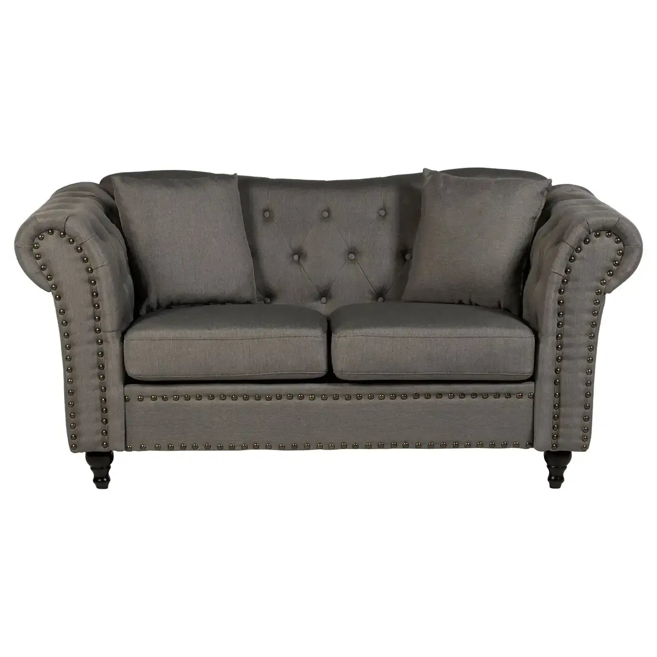 [EKM-AUTOGENERATED]Fable 2 Seat Grey Chesterfield Sofa