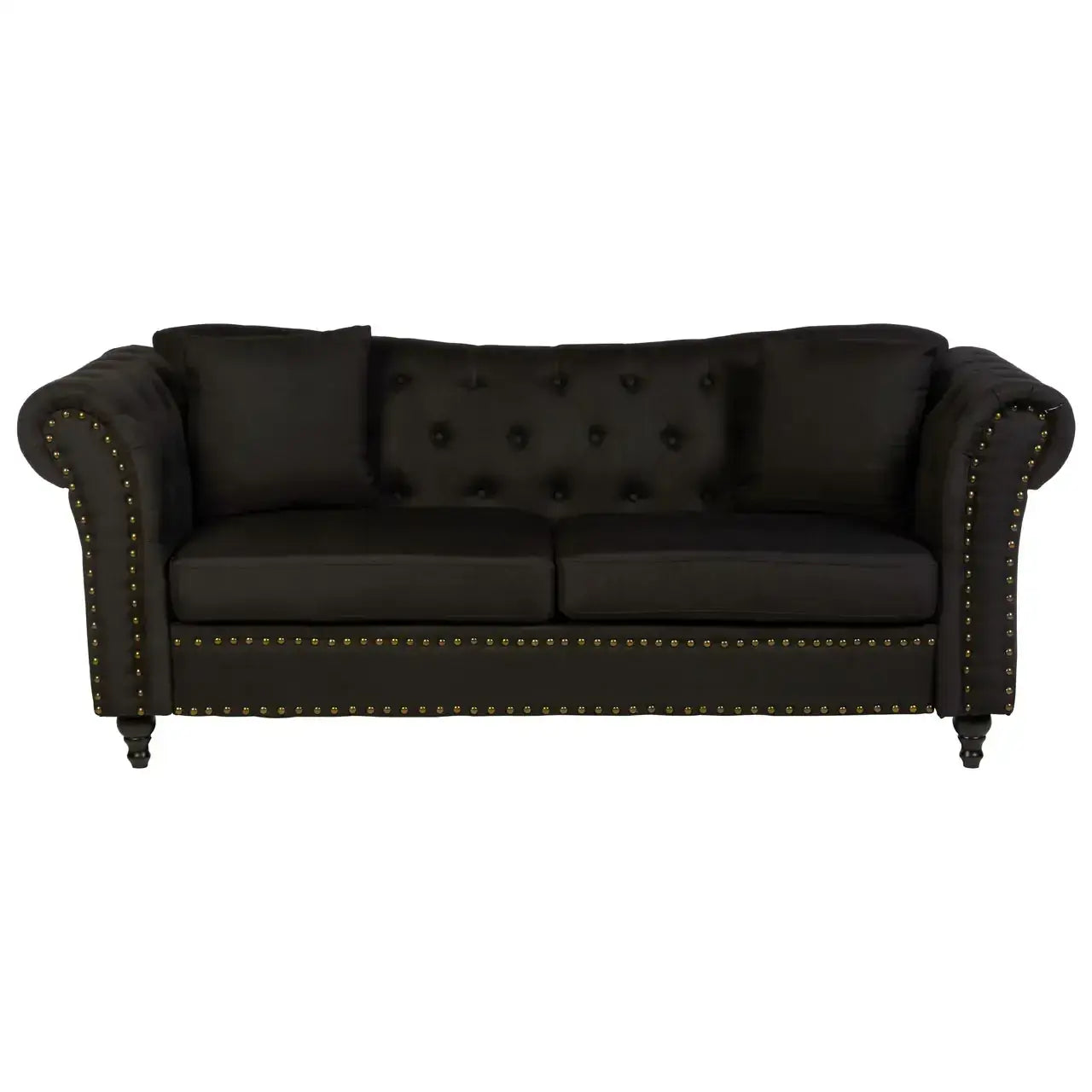 [EKM-AUTOGENERATED]Fable 3 Seat Black Chesterfield Sofa