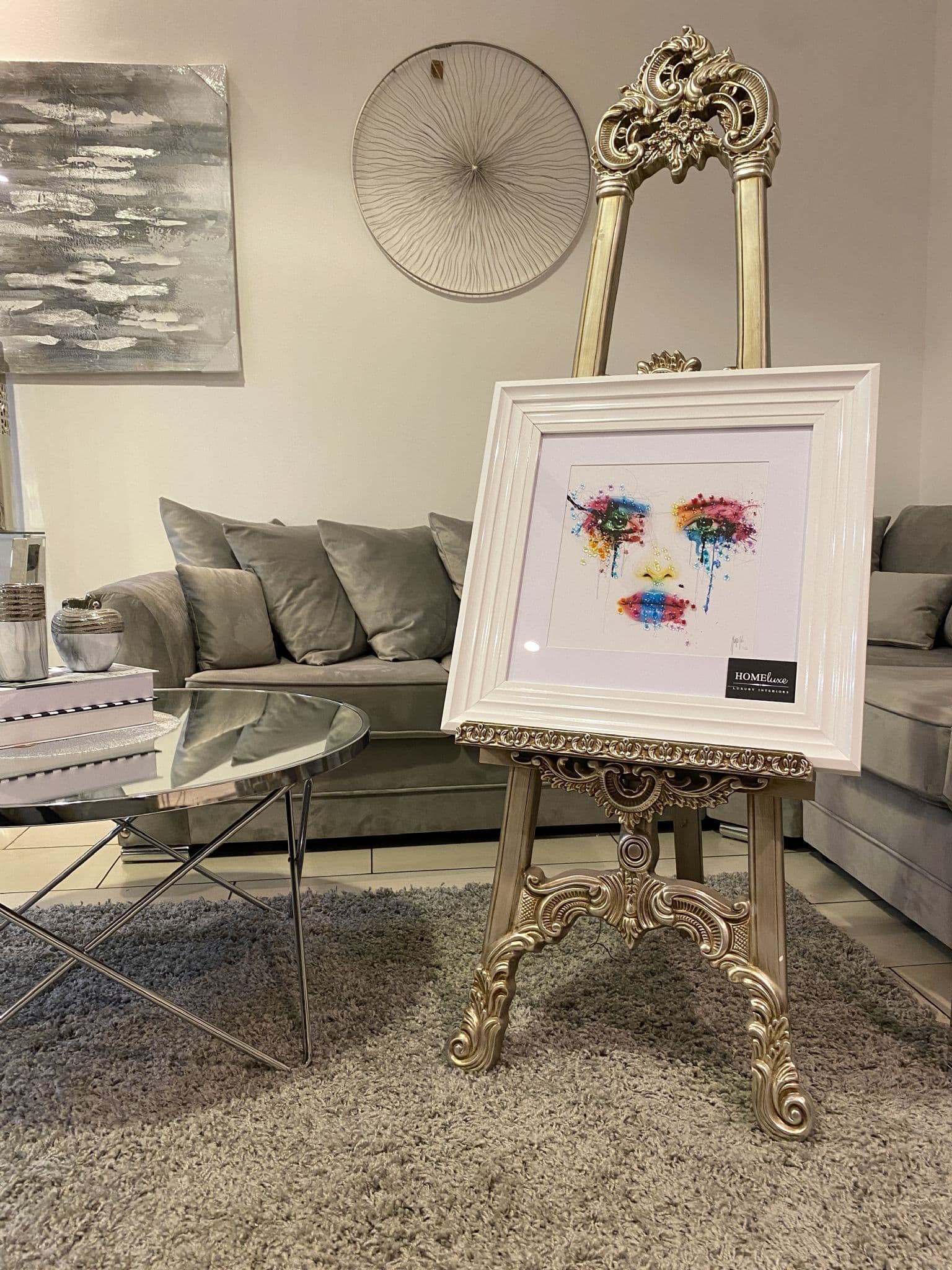 [EKM-AUTOGENERATED]Face Cry Multicolour Wall Art White Step Frame