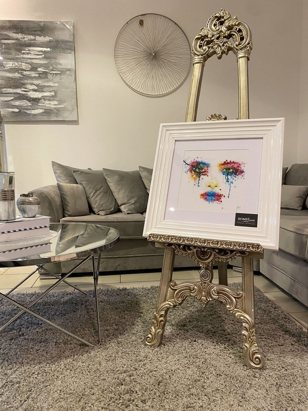 [EKM-AUTOGENERATED]Face Cry Multicolour Wall Art White Step Frame