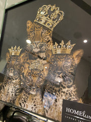 Family Of 4 Cheetah Crown Wall Art Mirror Frame 55Cm X 55Cm