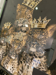 Family Of 4 Cheetah Crown Wall Art Mirror Frame 55Cm X 55Cm