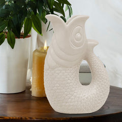 [EKM-AUTOGENERATED]FISH JUG/VASE DÉCOR CREAM 26CM