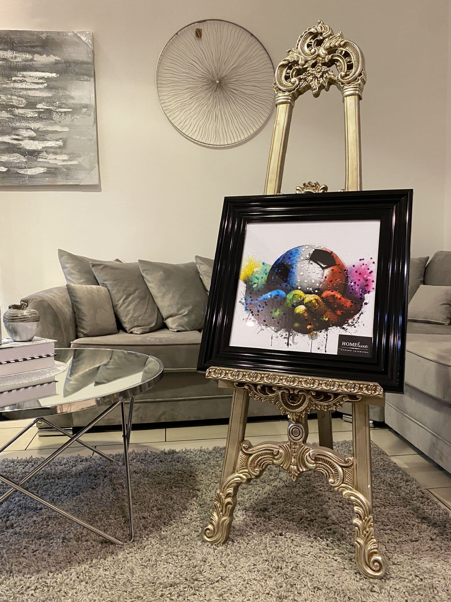 [EKM-AUTOGENERATED]Football Hands Multicolour Wall Art Black Step Frame