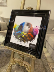 Football Hands Multicolour Wall Art Black Step Frame