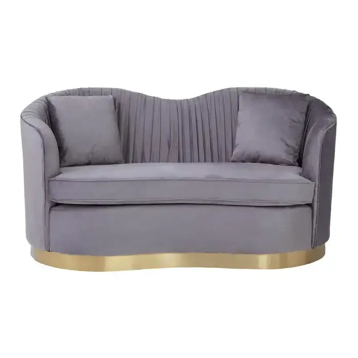 [EKM-AUTOGENERATED]Franza 2 Seater Pleated Grey Velvet Sofa