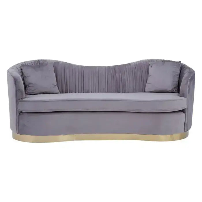 [EKM-AUTOGENERATED]Franza 3 Seater Pleated Grey Velvet Sofa