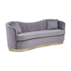 Franza 3 Seater Pleated Grey Velvet Sofa