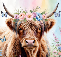 French Velvet Isla, the highland cow in Pastels - Home Luxe Interior