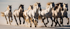 French Velvet Seven white horses galloping | Home Luxe Interior