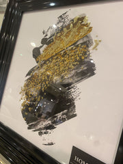 Gold & Black Abstract Wall Art Black Step Frame