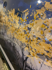 Golden Leaf Trees Wall Art Mirror Frame 115Cm X 65Cm