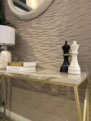 Grey Faux Marble Console Table With Gold Geometric Frame