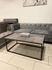 Grey Slate Effect Coffee Table With Black Frame