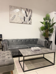 Grey Slate Effect Coffee Table With Black Frame