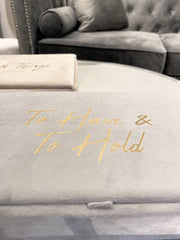 Grey Wedding Jewellery Box With Quote