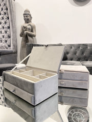 Grey Wedding Jewellery Box With Quote