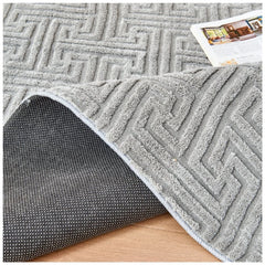 Greek Style Grey Rug 160x230cm | Washable Anti-Slip Living Room Carpet