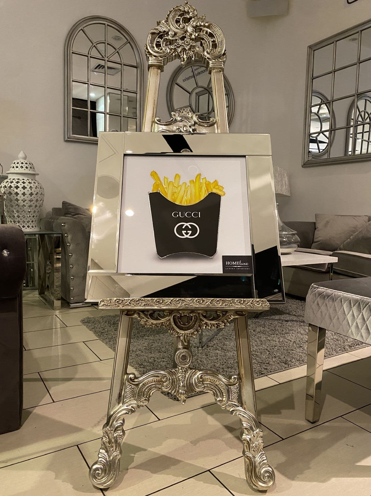 [EKM-AUTOGENERATED]Gucci Black Fries Wall Art Mirror Frame 55Cm X 55Cm