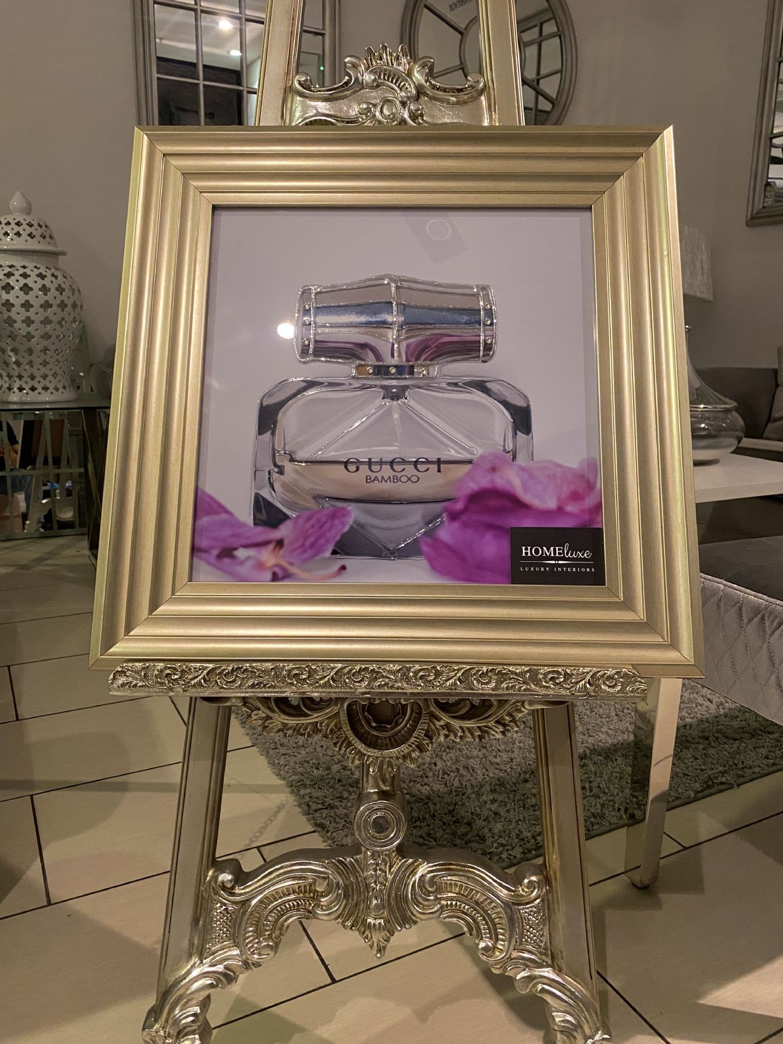 [EKM-AUTOGENERATED]Gucci Parfum Orchid Wall Art Gold Step Frame 55Cm X 55Cm