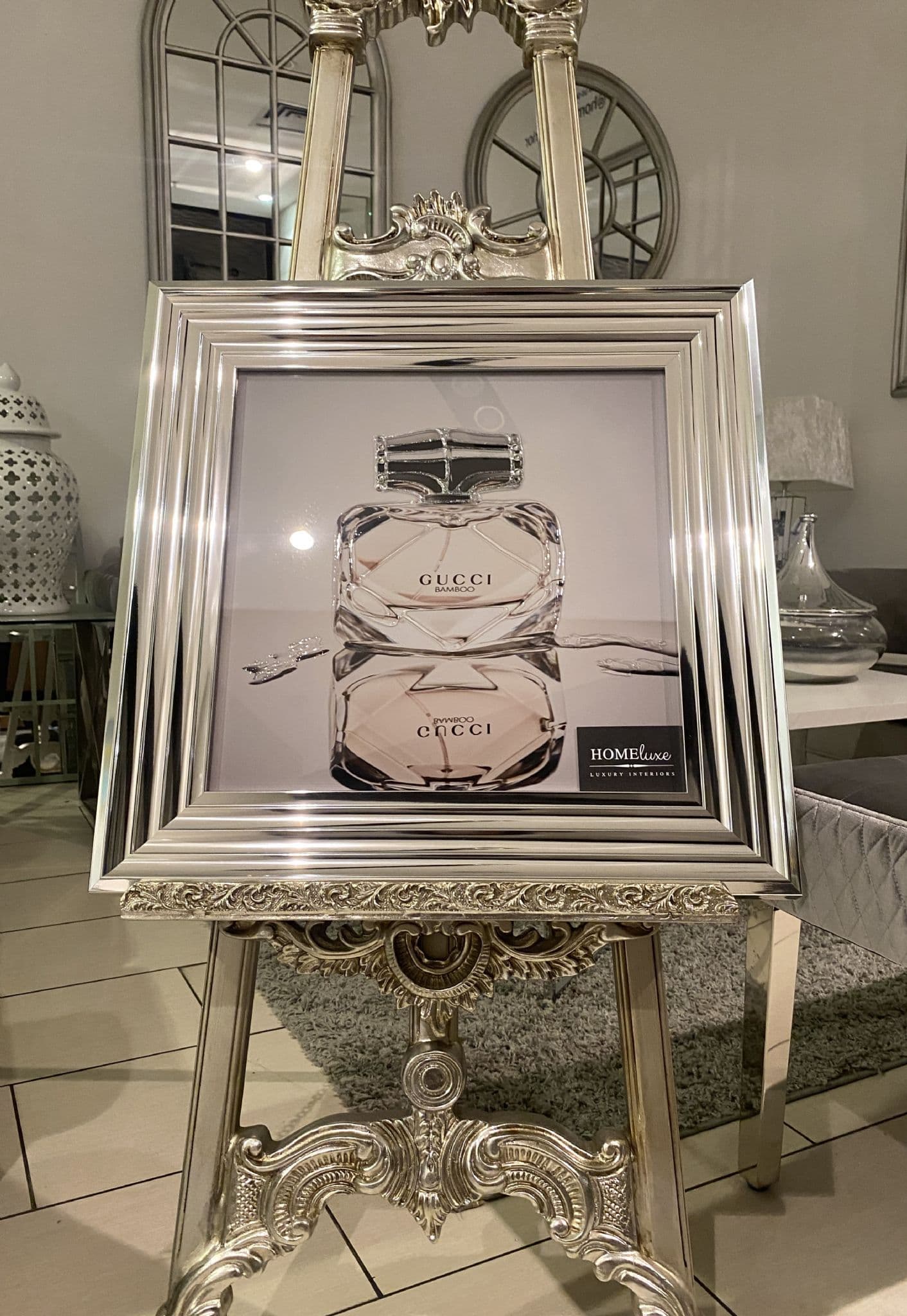[EKM-AUTOGENERATED]Gucci Parfum Wall Art Chrome Step Frame 55Cm X 55Cm
