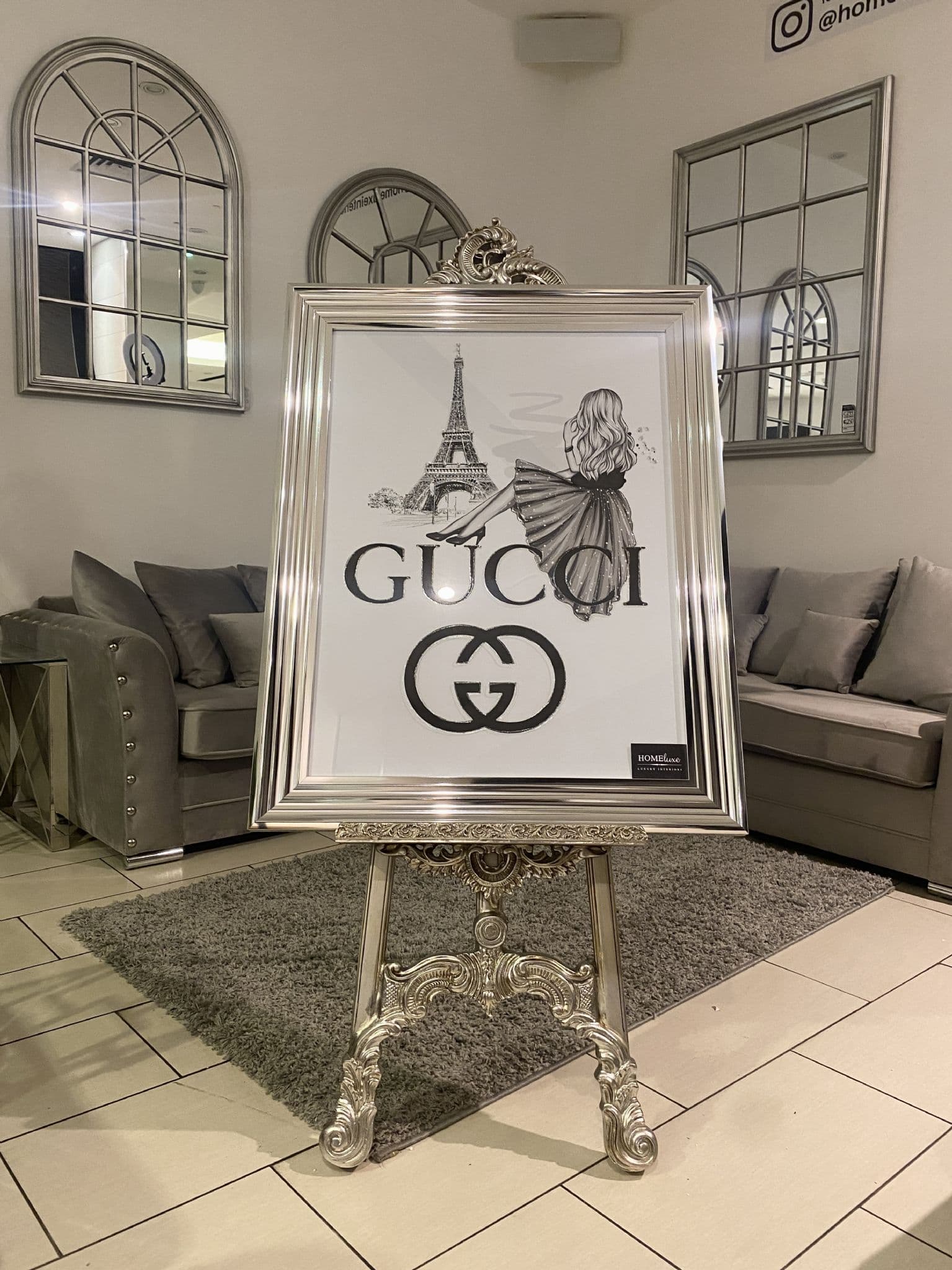 [EKM-AUTOGENERATED]Gucci Paris Wall Art Chrome Step Frame 90Cm X 70Cm