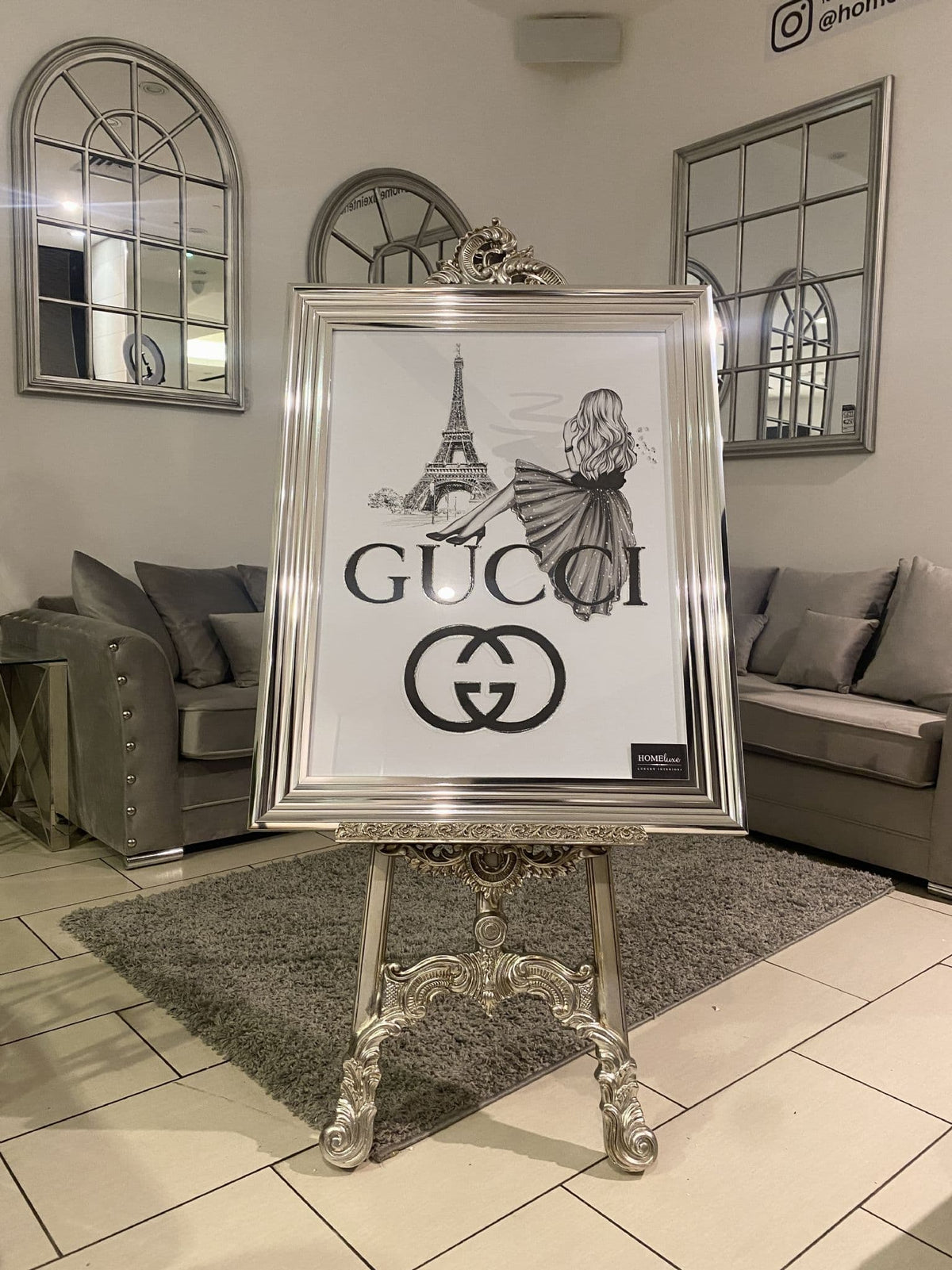 [EKM-AUTOGENERATED]Gucci Paris Wall Art Chrome Step Frame 90Cm X 70Cm