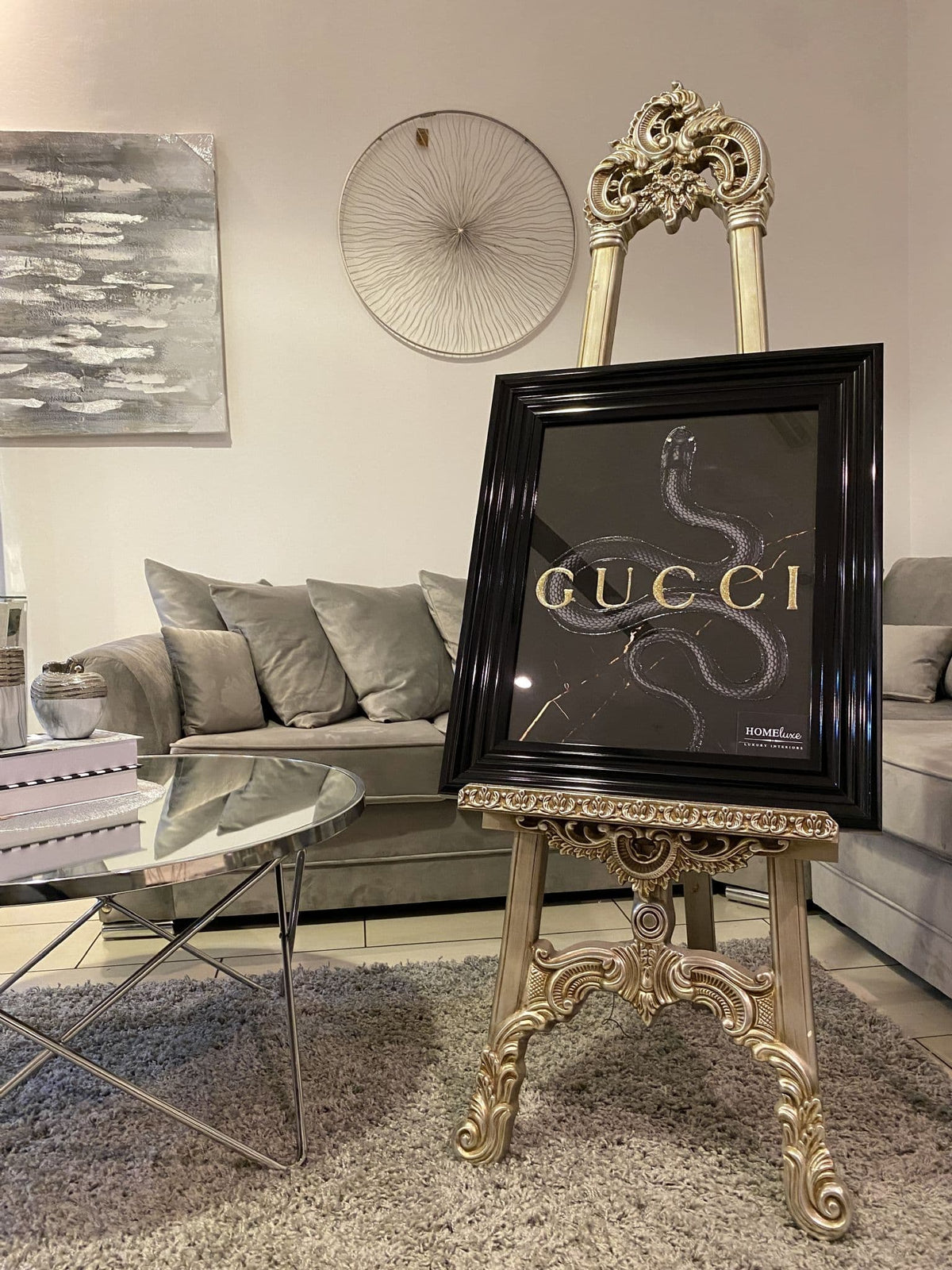 [EKM-AUTOGENERATED]Gucci Snake Wall Art With Black Step Frame