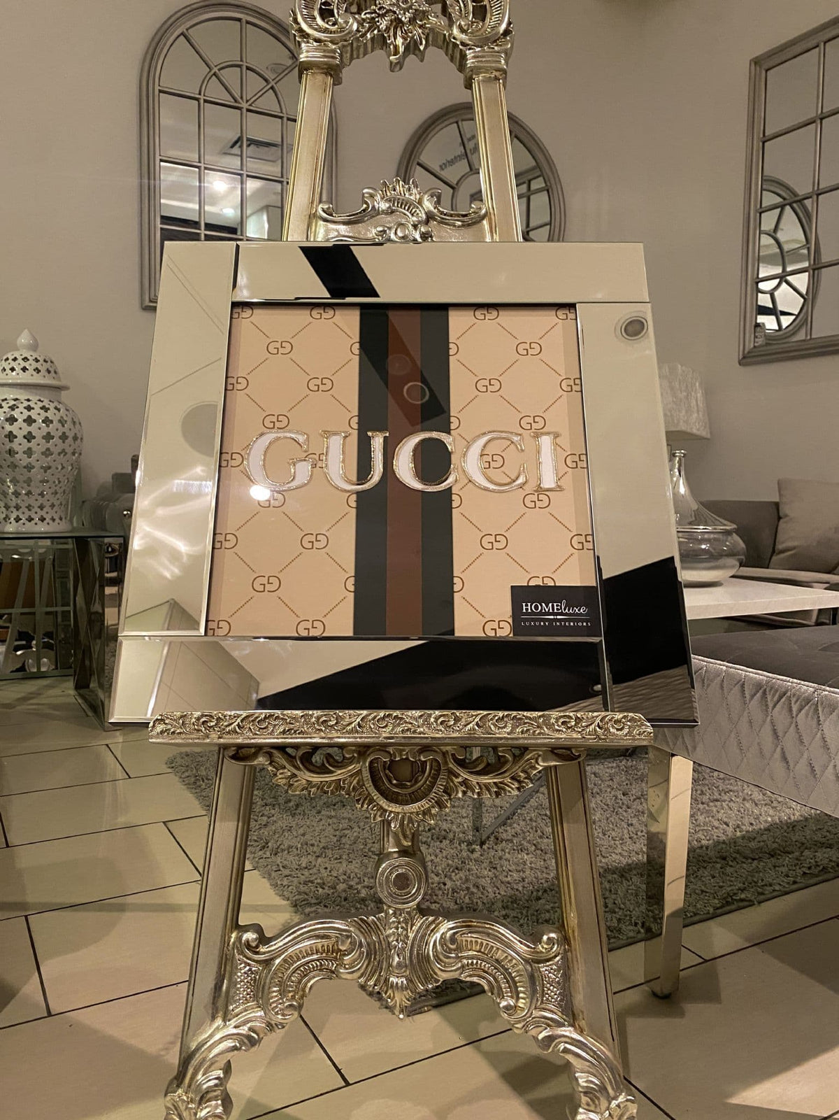 [EKM-AUTOGENERATED]Gucci Stripe Designer Wall Art Mirror Frame 55Cm X 55Cm