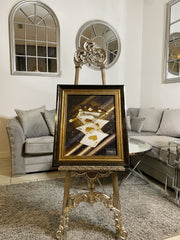 [EKM-AUTOGENERATED]Hand Of Cards Golden Hearts Wall Art Alpha Black Frame 55Cm X 65Cm