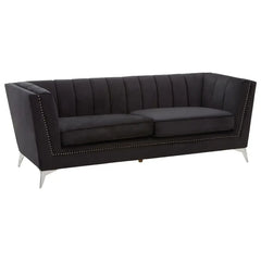 [EKM-AUTOGENERATED]Hansa Three Seat Black Velvet Sofa