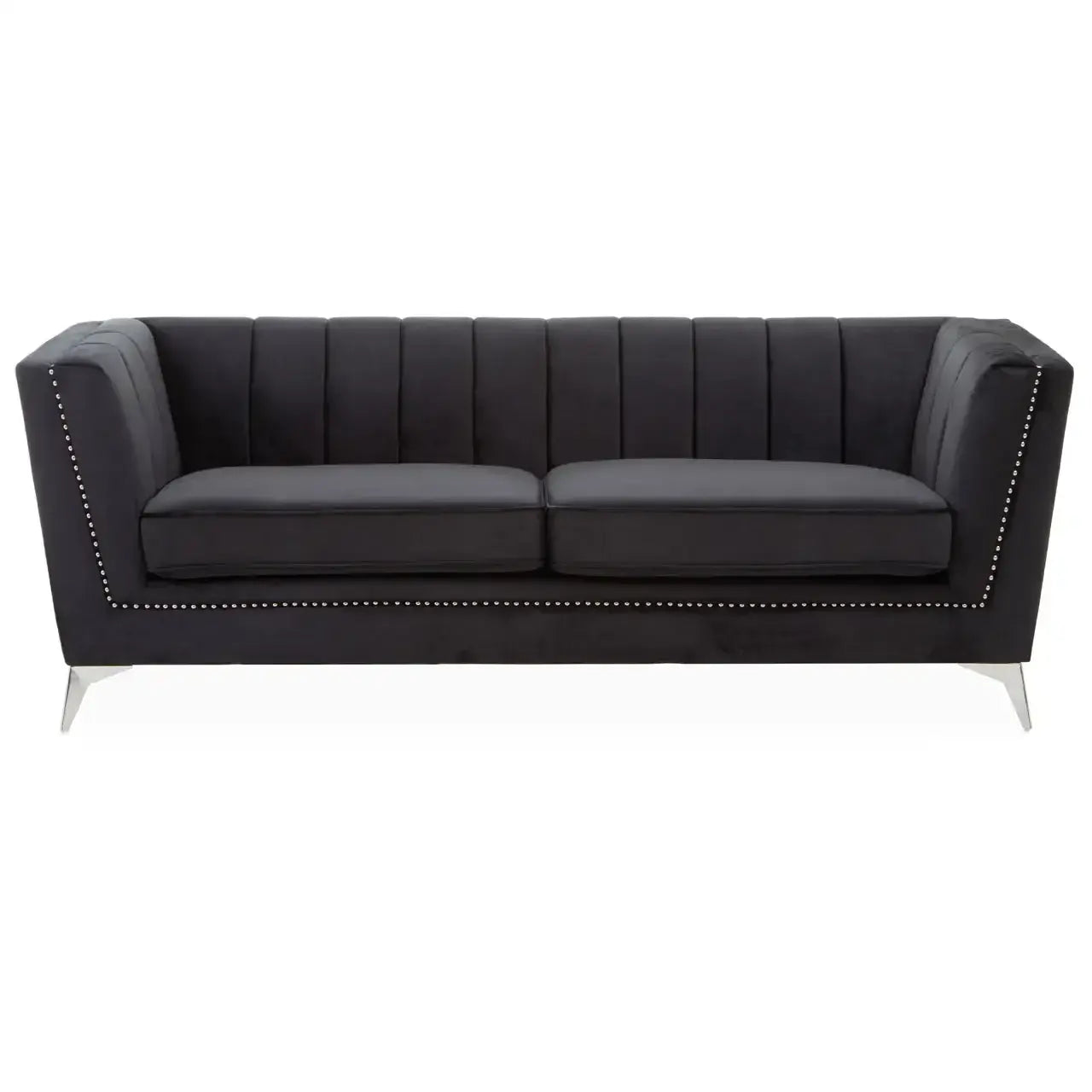 [EKM-AUTOGENERATED]Hansa Three Seater Black Velvet Sofa