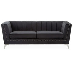[EKM-AUTOGENERATED]Hansa Three Seater Black Velvet Sofa
