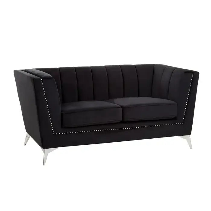 [EKM-AUTOGENERATED]Hansa Two Seat Black Velvet Sofa