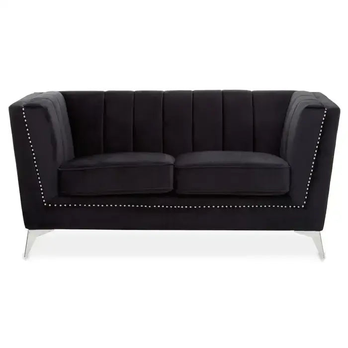 [EKM-AUTOGENERATED]Hansa Two Seater Black Velvet Sofa