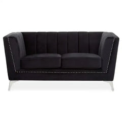 [EKM-AUTOGENERATED]Hansa Two Seater Black Velvet Sofa