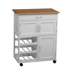 Harlow White and Bamboo Top Kitchen Trolley  Home Luxe Interior