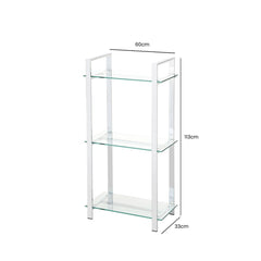 Harry 113cm Chrome and Clear Glass 3 Tier Display Unit