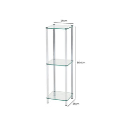 Harry 86.4cm Slim Chrome and Clear Glass 3 Tier Display Unit