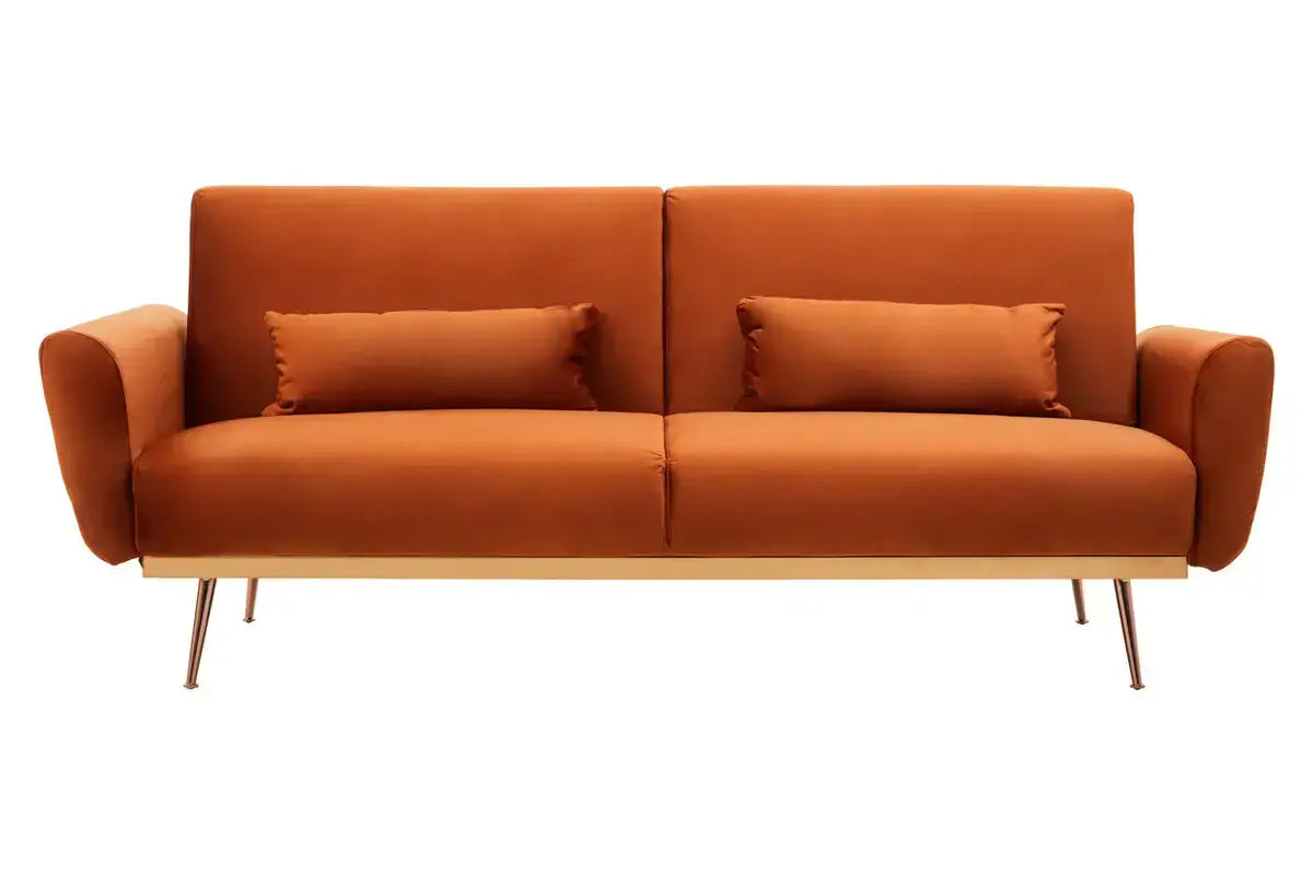 [EKM-AUTOGENERATED]Hatton Burnt Orange Velvet Sofa Bed