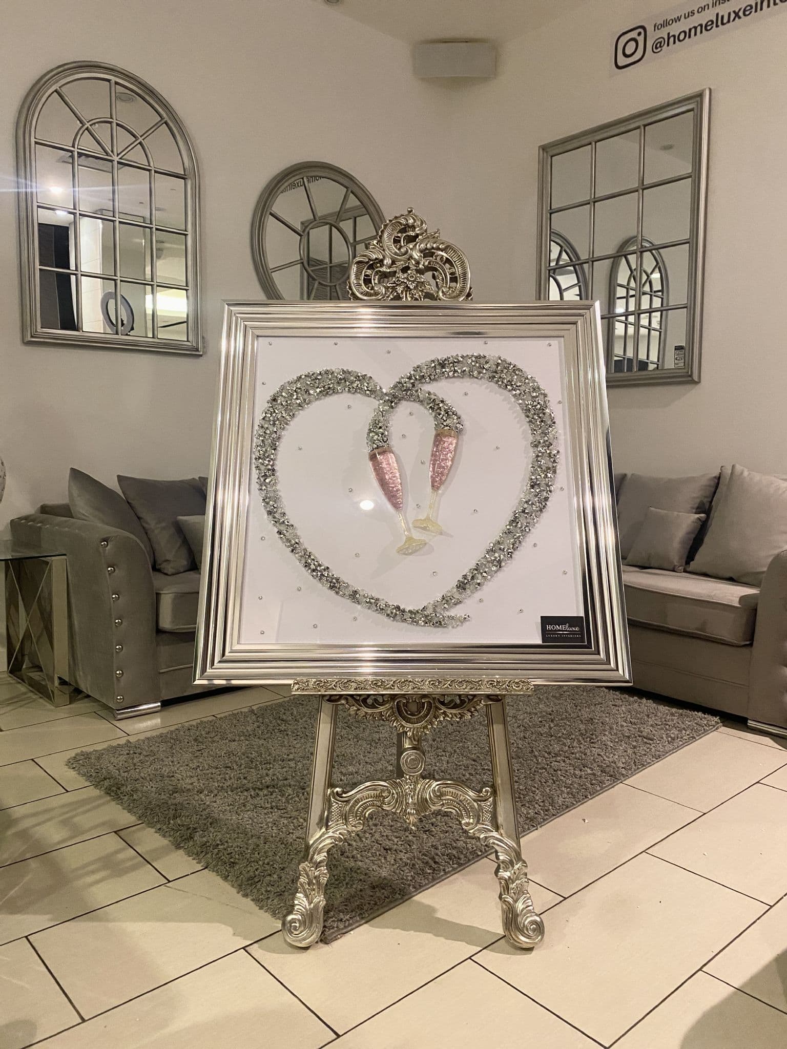 [EKM-AUTOGENERATED]Hearts Diamond With Glasses Wall Art Chrome Step Frame 85Cm X 85Cm