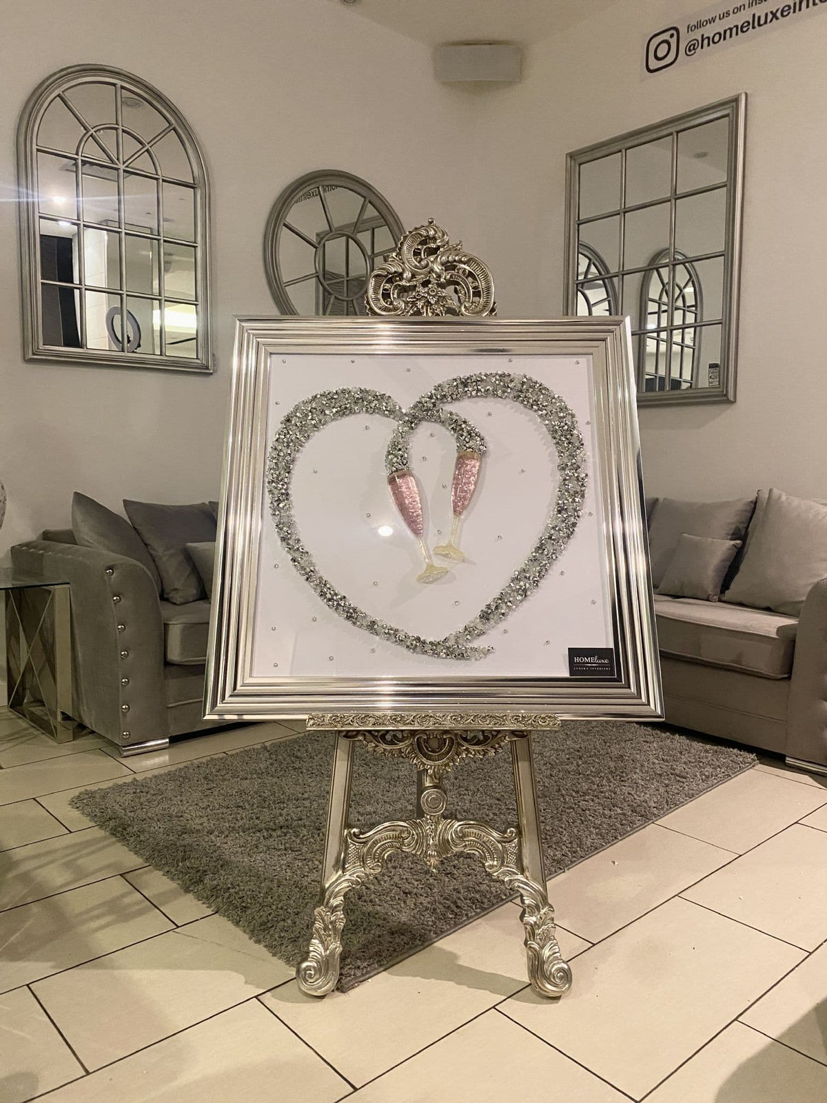 [EKM-AUTOGENERATED]Hearts Diamond With Glasses Wall Art Chrome Step Frame 85Cm X 85Cm
