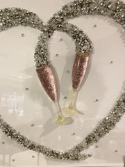 Hearts Diamond With Glasses Wall Art Chrome Step Frame 85Cm X 85Cm