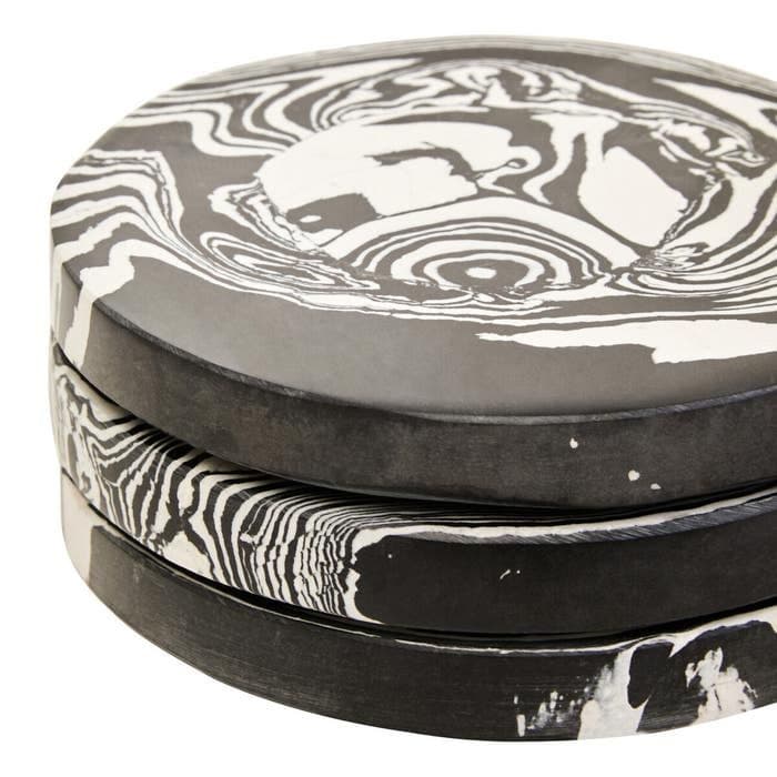 Helsa Black and White Marble Set of Four Coasters  Home Luxe Interior