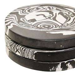 Helsa Black and White Marble Set of Four Coasters  Home Luxe Interior