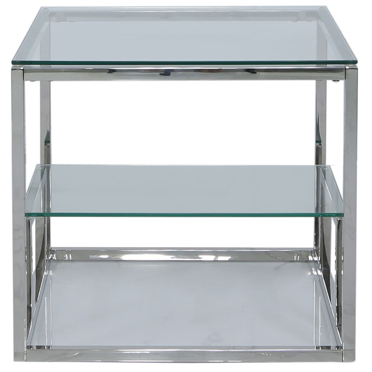[EKM-AUTOGENERATED]Henry 2 Tier End Table Stainless Steel Glass Top