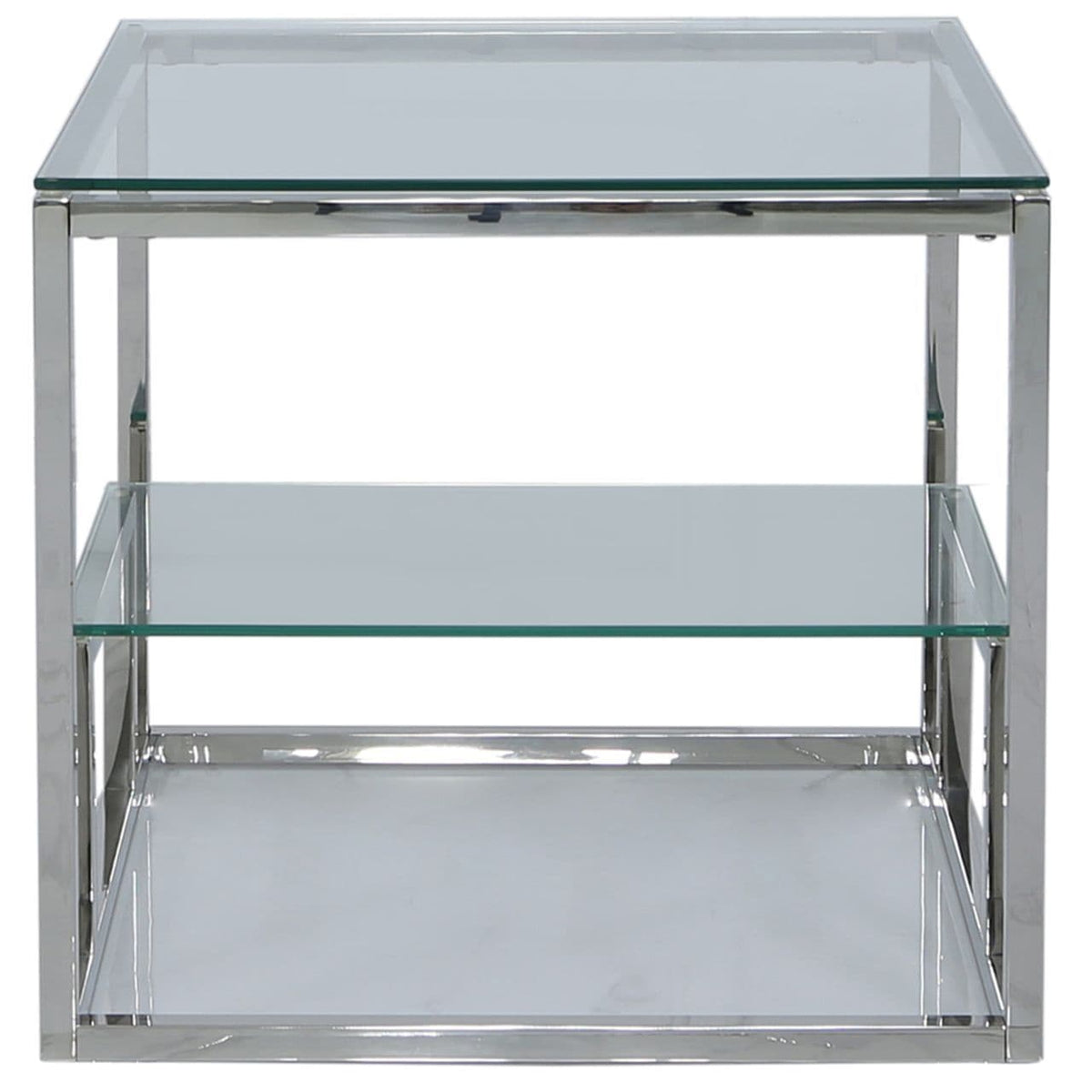 [EKM-AUTOGENERATED]Henry 2 Tier End Table Stainless Steel Glass Top