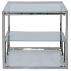 [EKM-AUTOGENERATED]Henry 2 Tier End Table Stainless Steel Glass Top