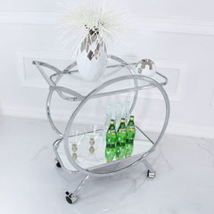 [EKM-AUTOGENERATED]Henry Drinks Trolley Round Design Mirror & Chrome