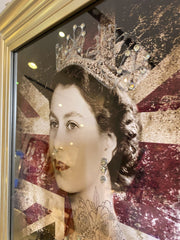 Her Majesty The Queen Portrait With Golden Frame 55Cm X 55Cm